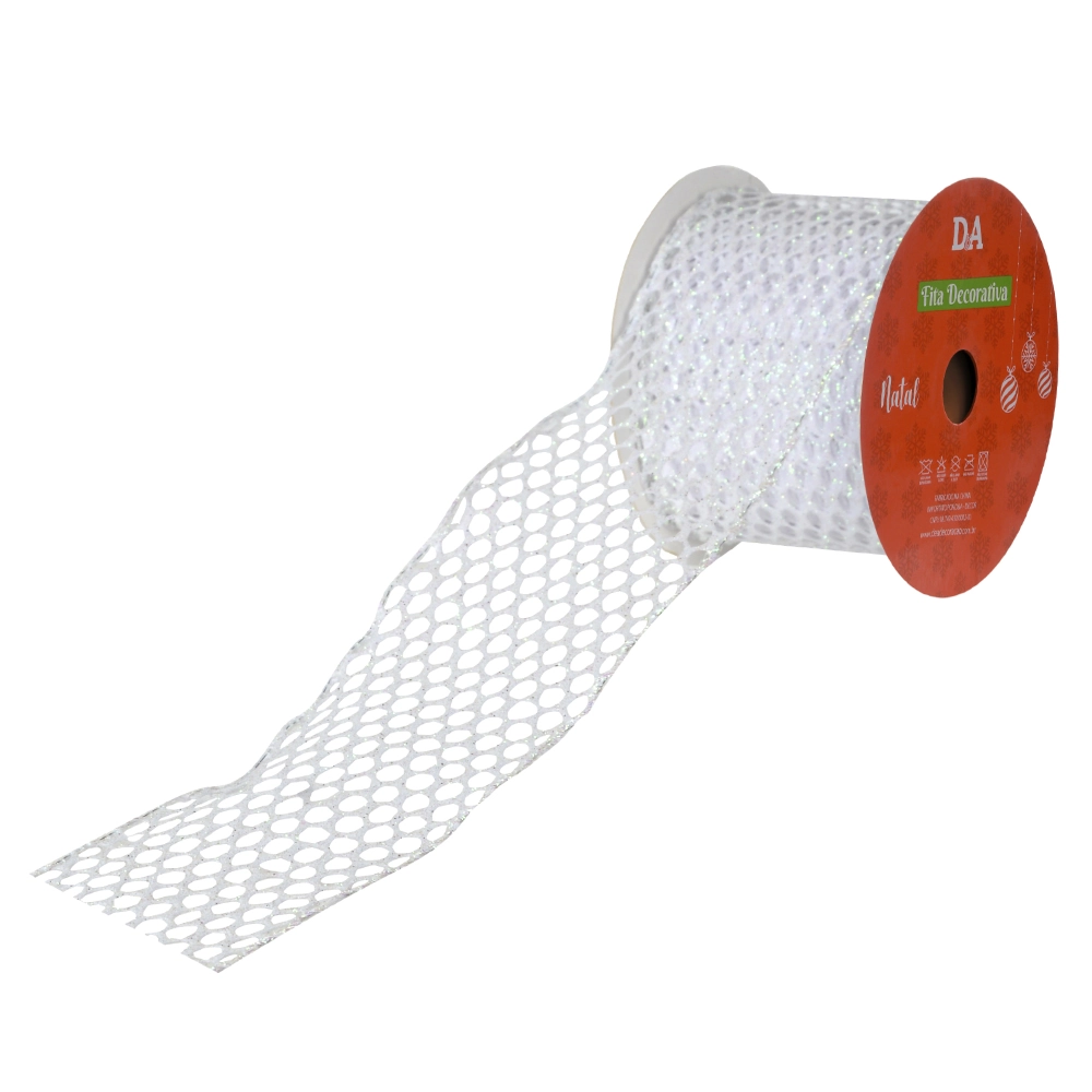 Fita Aramada Tela Glitter Costura Branco 9.14mx6.3cm 73323004 Dea