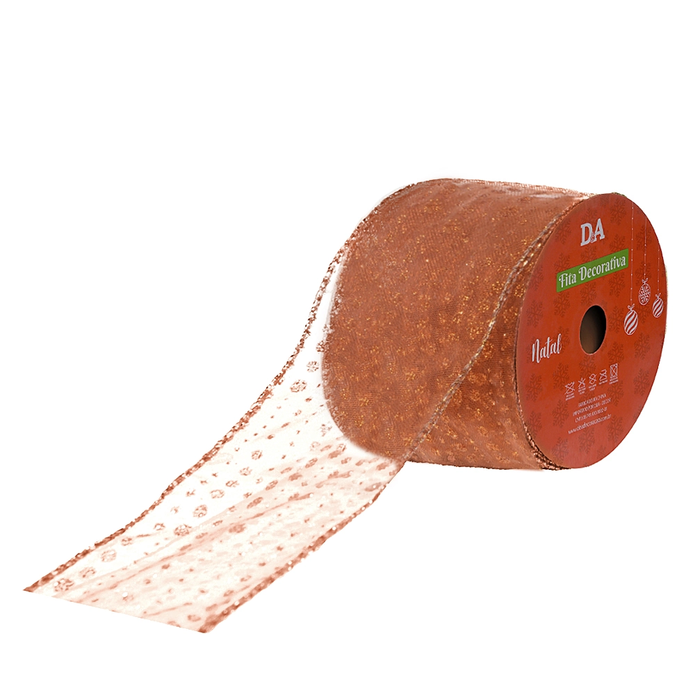 Fita Aramada Organza Glitter Cobre 9.14mx6.3cm 73335003 Dea