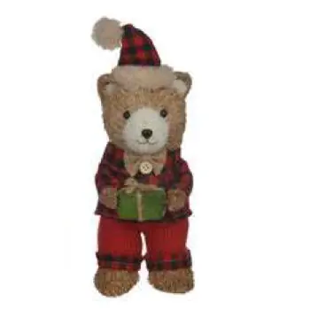 Boneco Urso Macho Xadrez Em Pe Verm/pto 22cm Dea