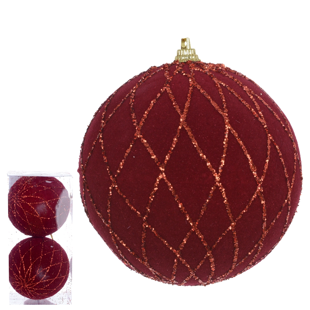Bola Natal Veludo Pvc 2un Vermelho 10cm 73749002 Dea