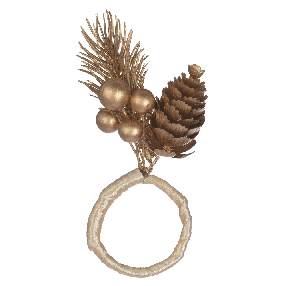 Porta Guardanapo Natal Pinha Berry Dourado 4d 73923001 Dea