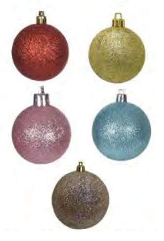 Bola Natal C/ Glitter C/6 Sortidas 4cm Florarte