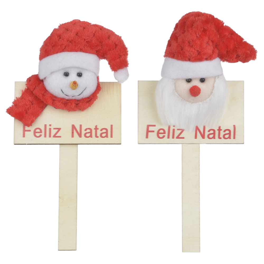 Placa Natal Papai Noel Boneco Neve 2un Vermelho 24x10cm 74023001 Dea