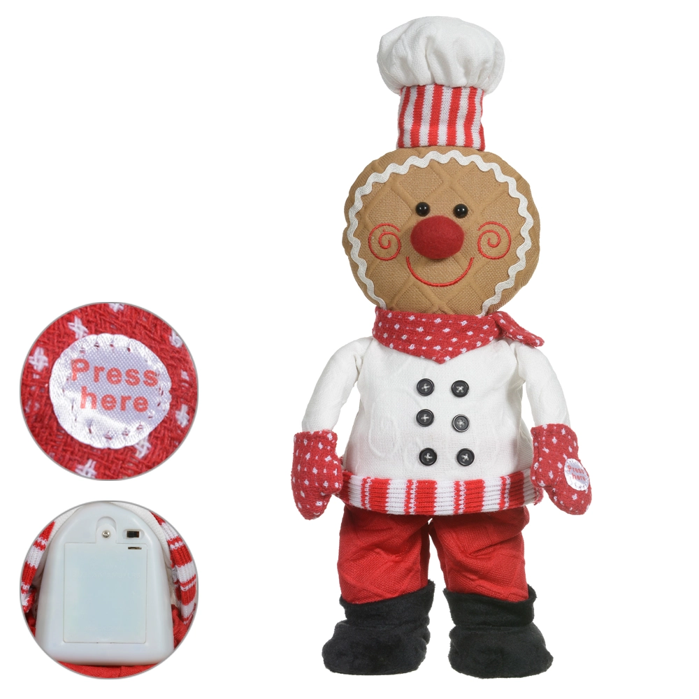 Boneco Biscoito Dancarino Natal Em Pe Cmov Vermelho Branco 37.5cm 7432