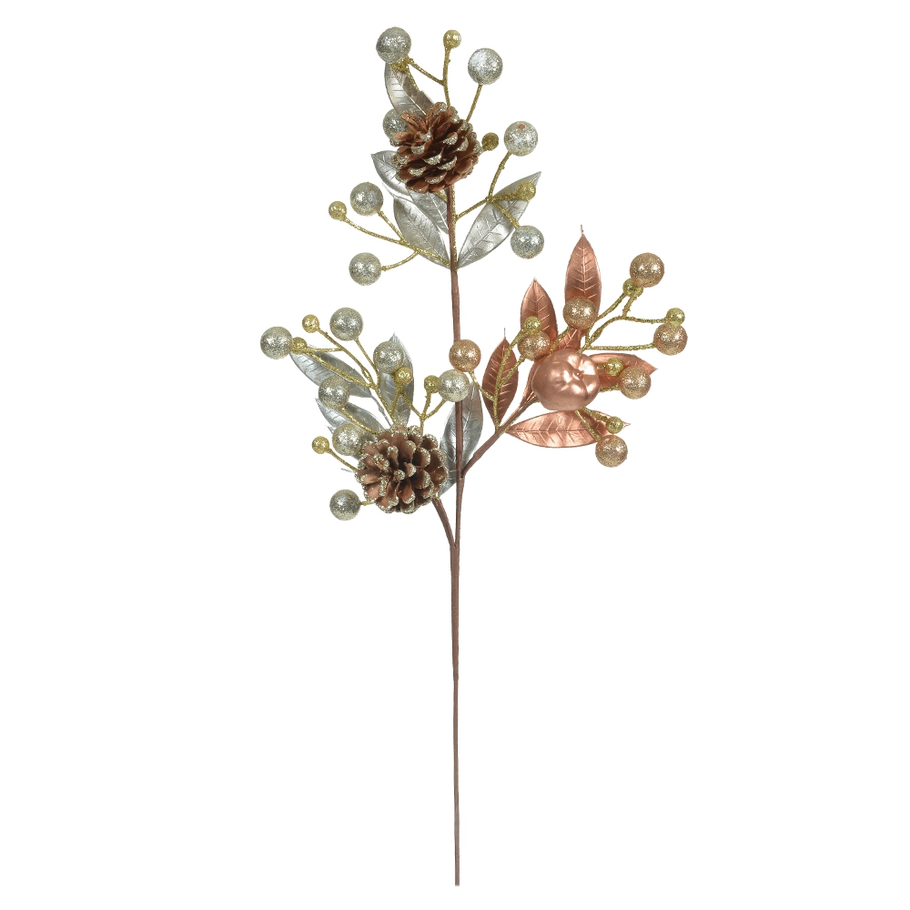 C. Folha Natal Maca C/pinha Cobre 65cm Florarte Ref 74631001