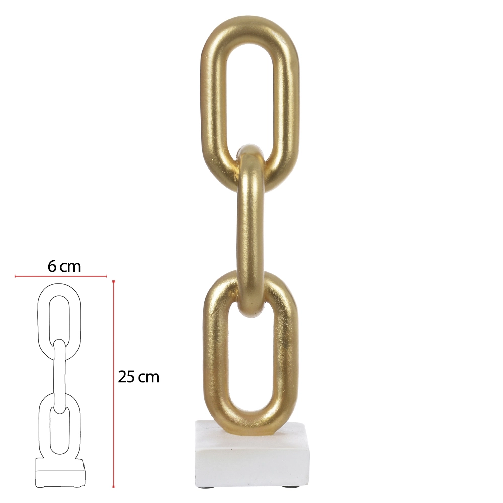 Escultura Resina Corrente Dourado 25x6x6cm 74637001 Dea