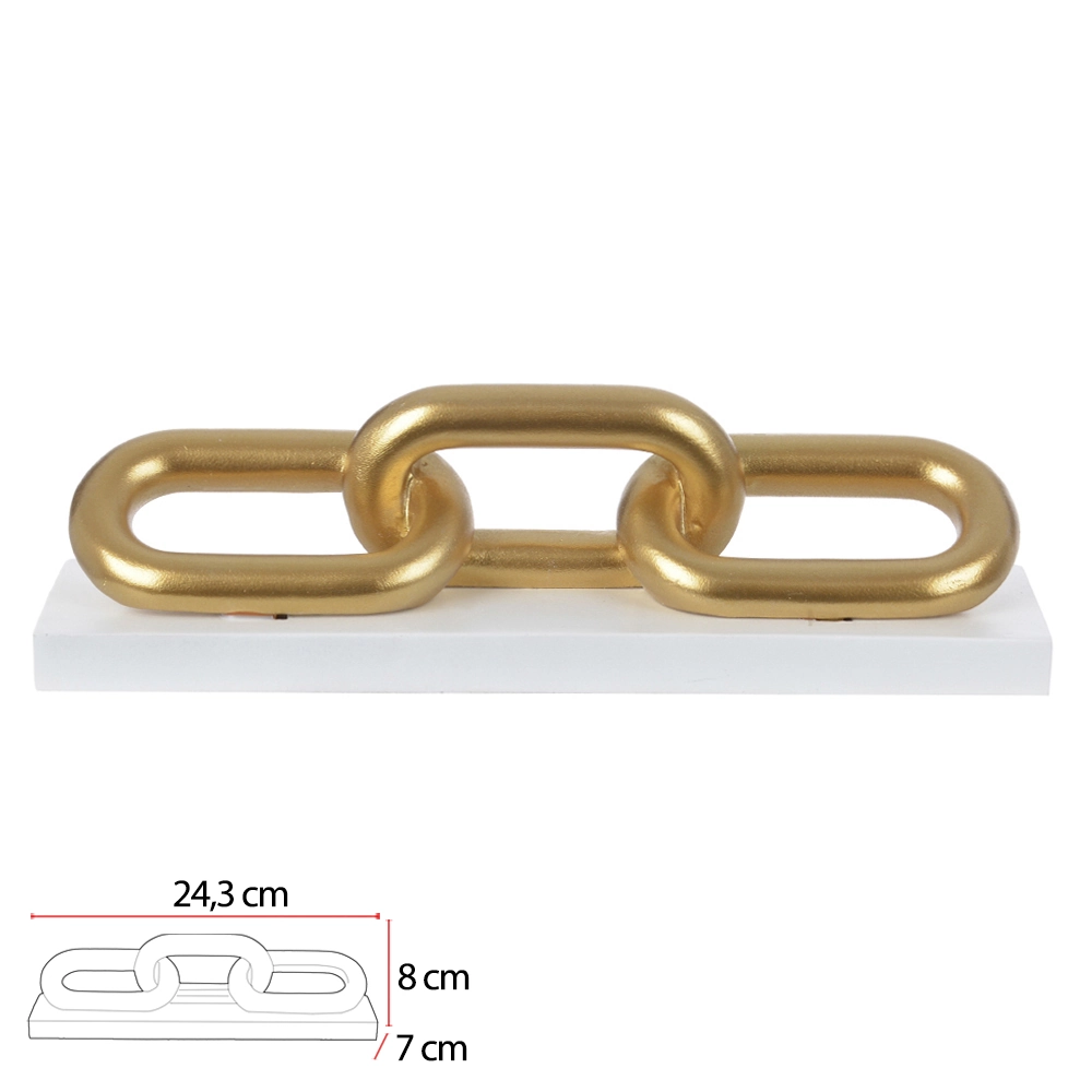 Escultura Poliresina Corrente Dourado 7.5x25x6.5cm 74638001 Dea