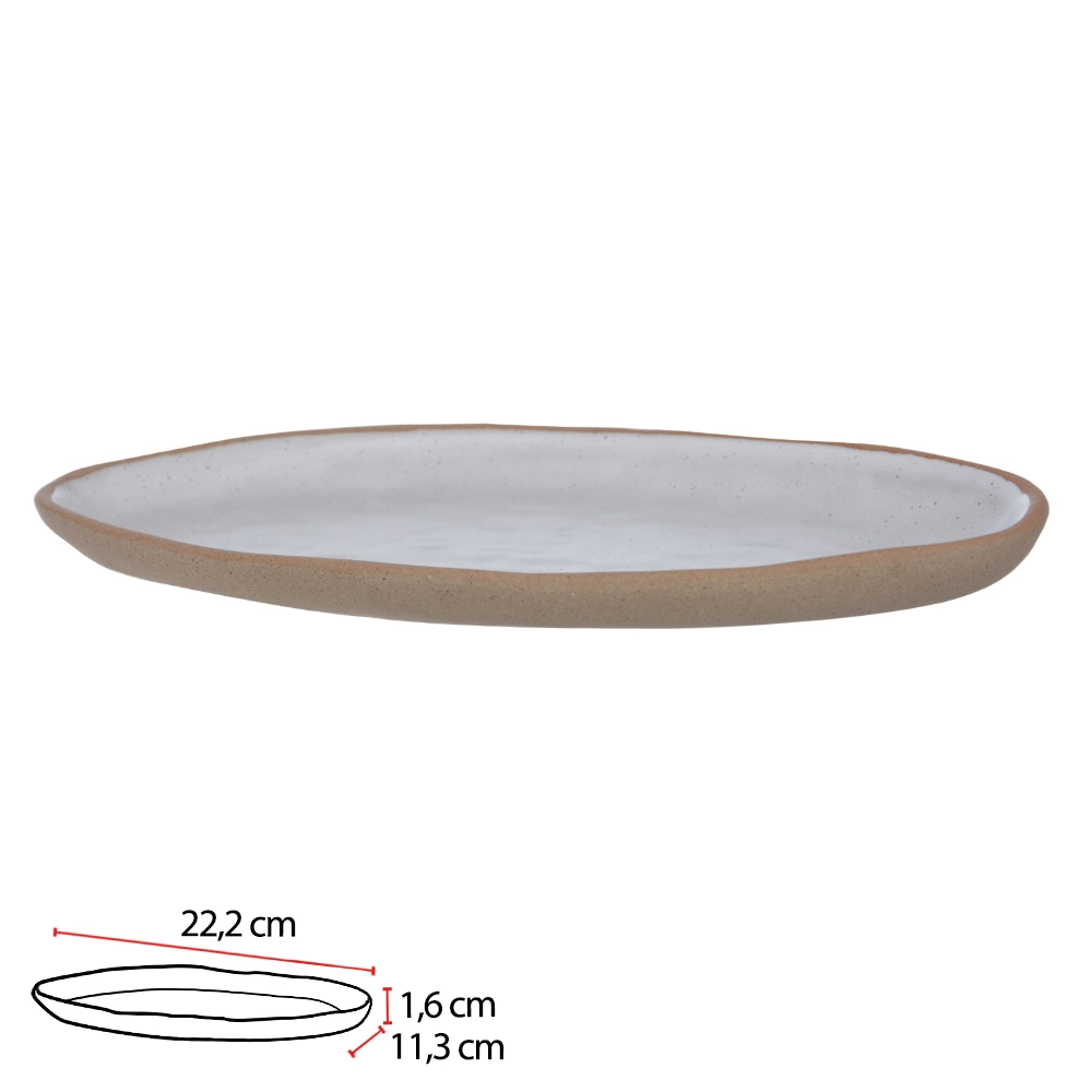 Centro Mesa Ceramica 22.2x11.3x1.6cm Organic Oval Branco Areia 69844003 Dea