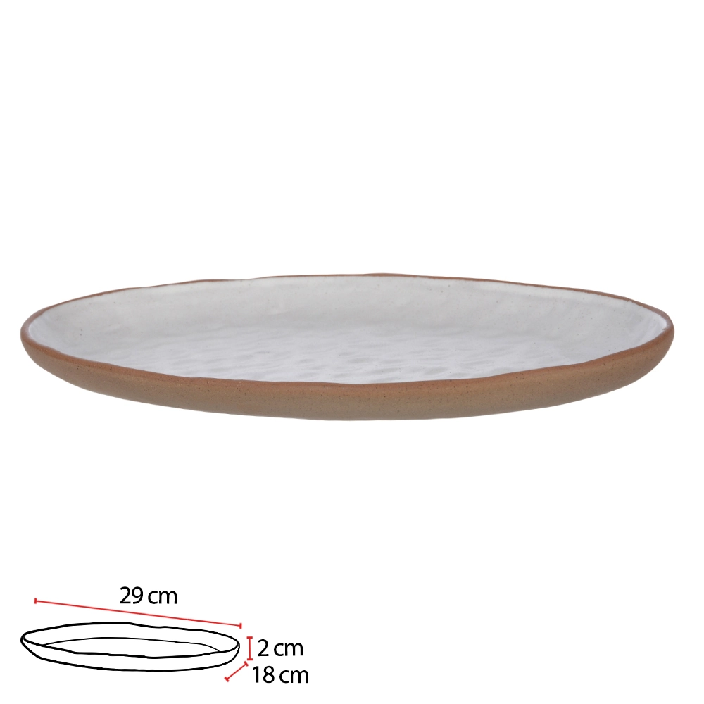 Centro Mesa Ceramica 29x18cm Organic Oval Branco Areia 69845003 Dea