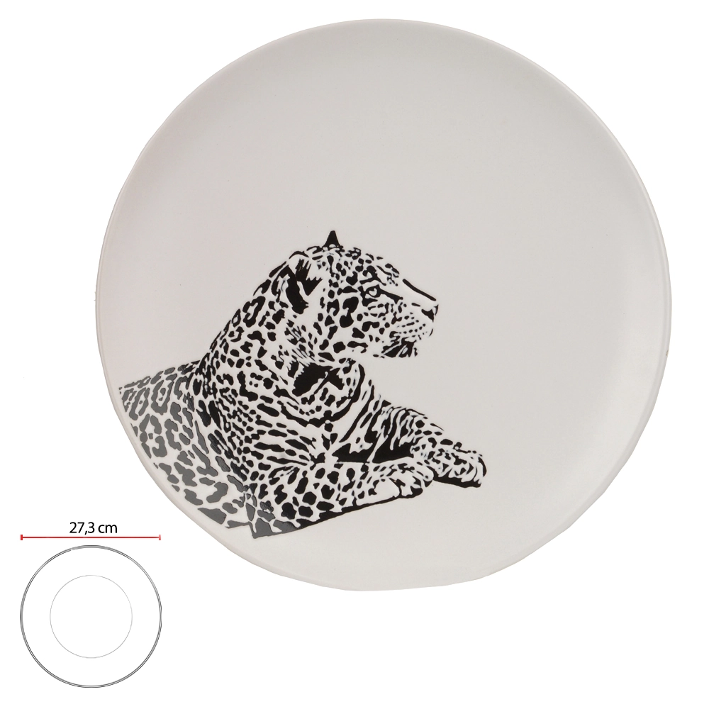 Centro Mesa Ceramica 27.3x15.3x2.9cm Onca Redondo Branco 74900001 Dea