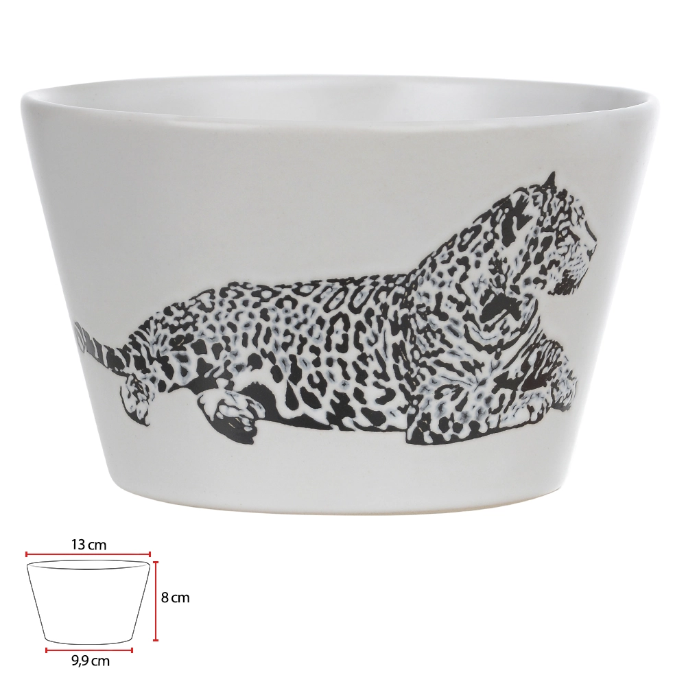 Centro Mesa Ceramica 13x9.9x8cm Onca Redondo Branco 74902001 Dea