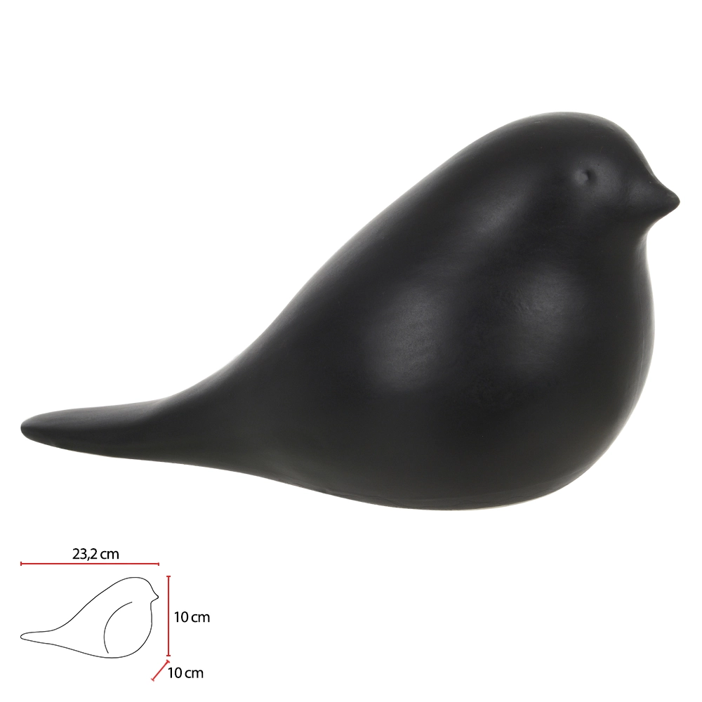 Escultura Ceramica Passaro Preto 10.8x23.2x10cm 75229002 Dea