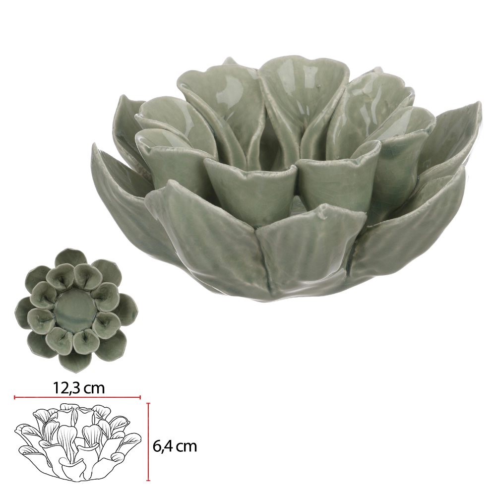 Flor Ceramica Verde Menta 12.3x13x6.4cm 75238001 Dea