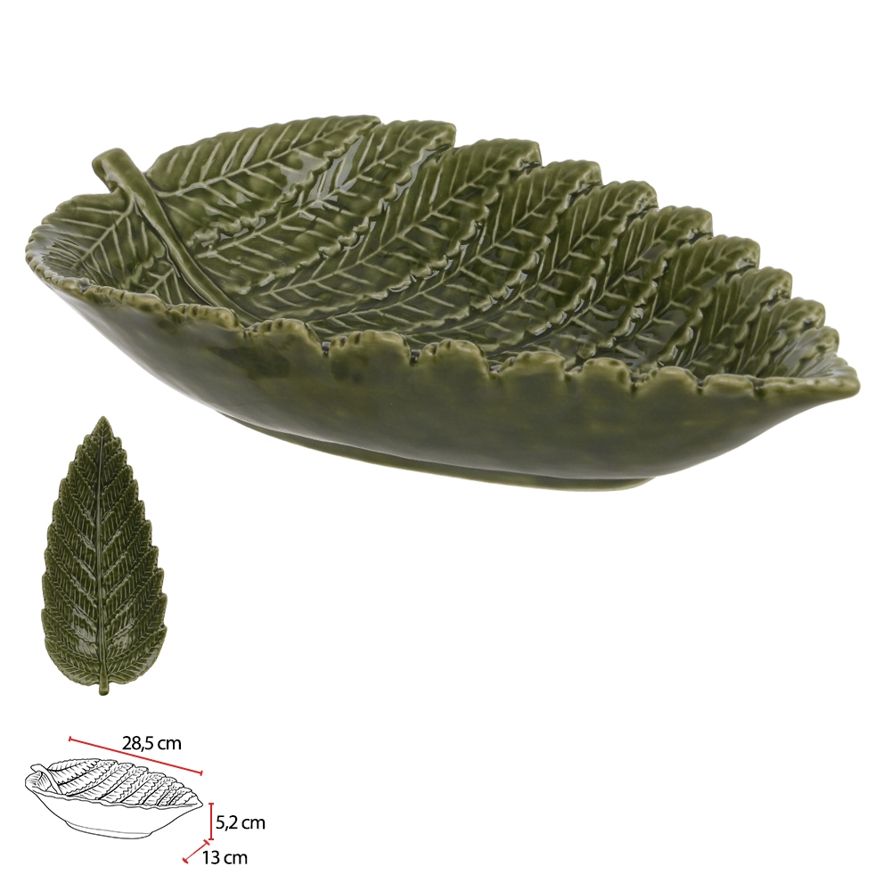 Centro Mesa Ceramica 28.5x13x5.2cm Folha Verde 75251001 Dea