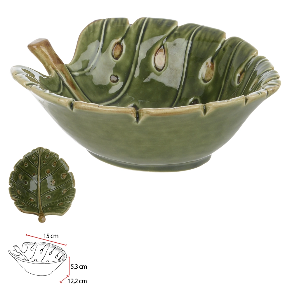Centro Mesa Ceramica 15x12.5x5.3cm Folha Verde 75252001 Dea