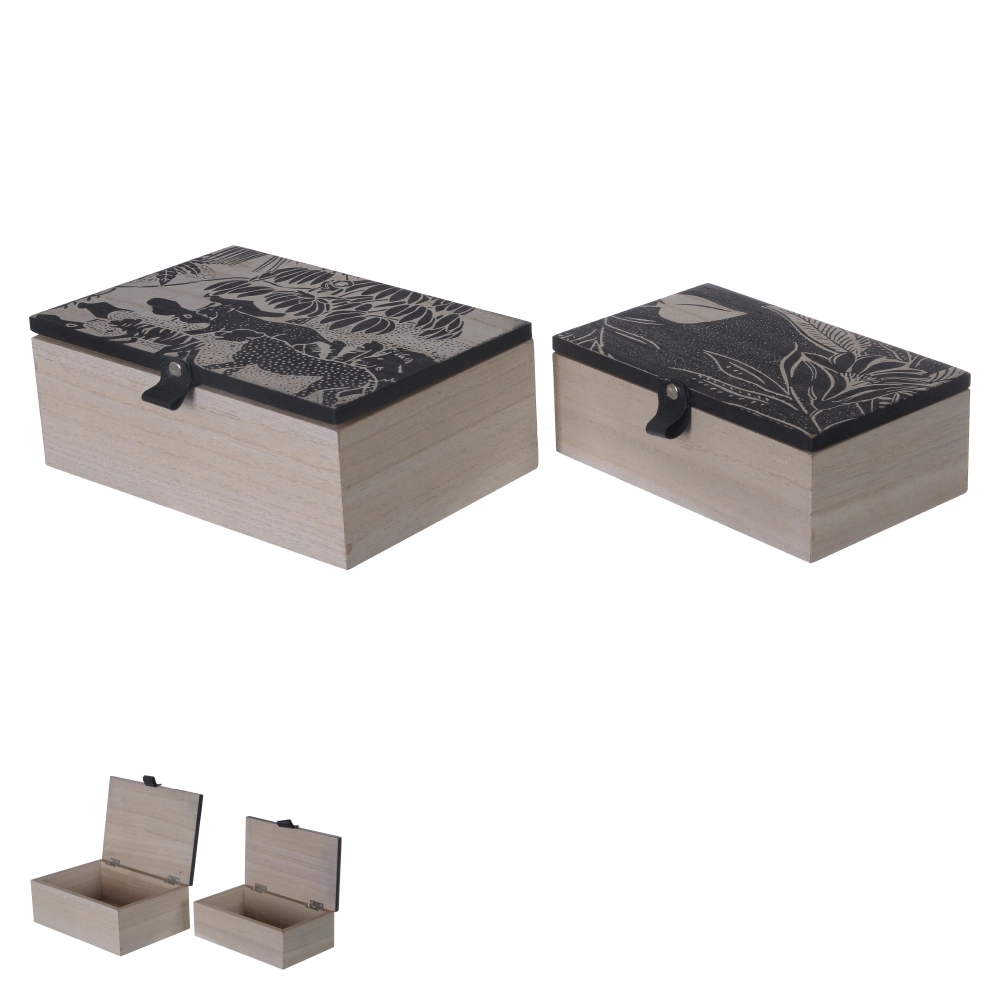 Caixa Mdf Bege Preto 2pcs 7.5x20x13.5cm 75408001 Dea