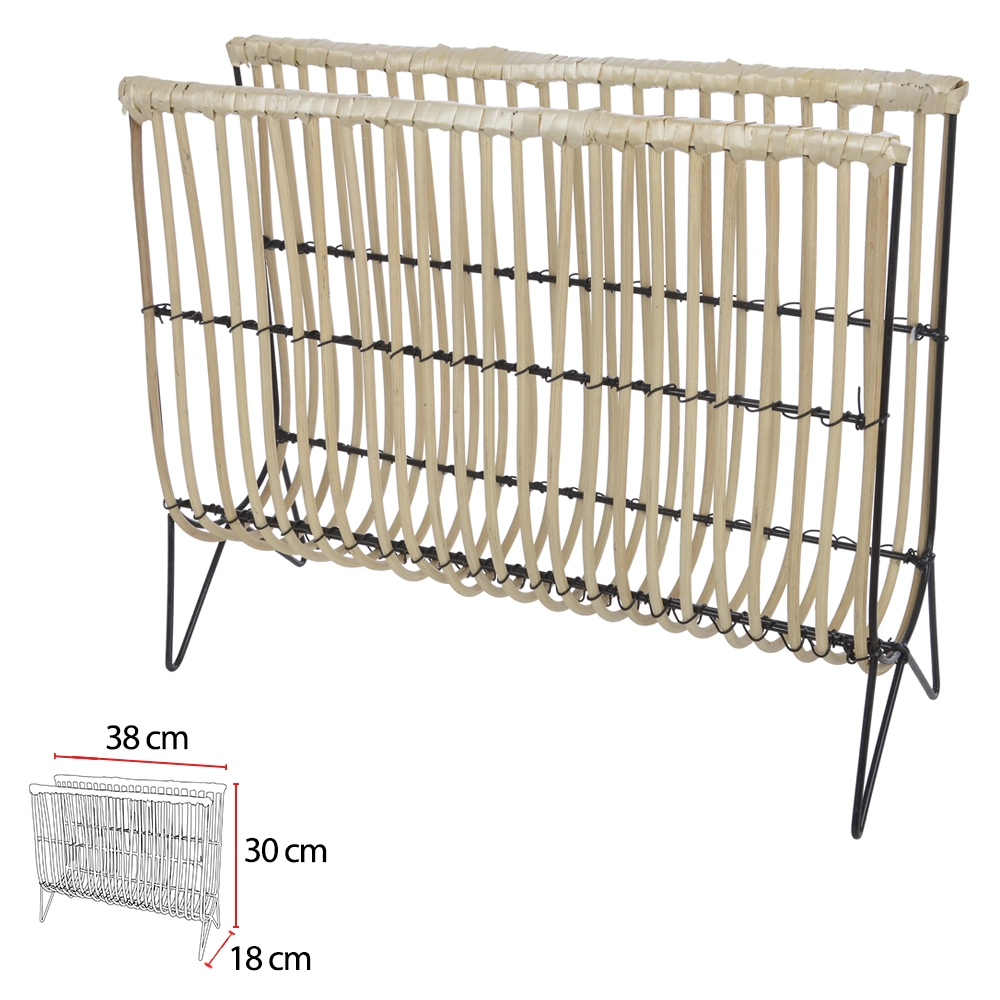 Revisteiro Rattan Nat Ferro Bege 38x18x30cm 75439001 Dea
