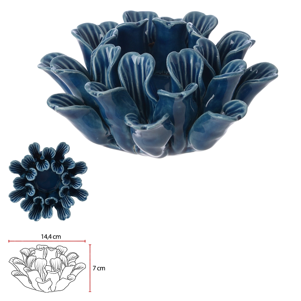 Porta Vela Ceramica Azul 7cm 75544001 Dea