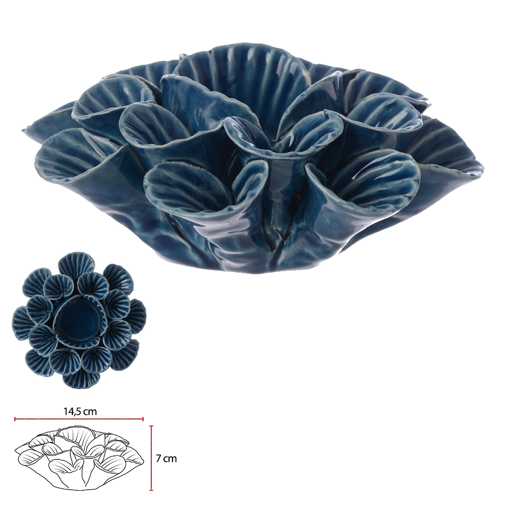 Porta Vela Ceramica Azul 7cm 14.5d 75545001 Dea