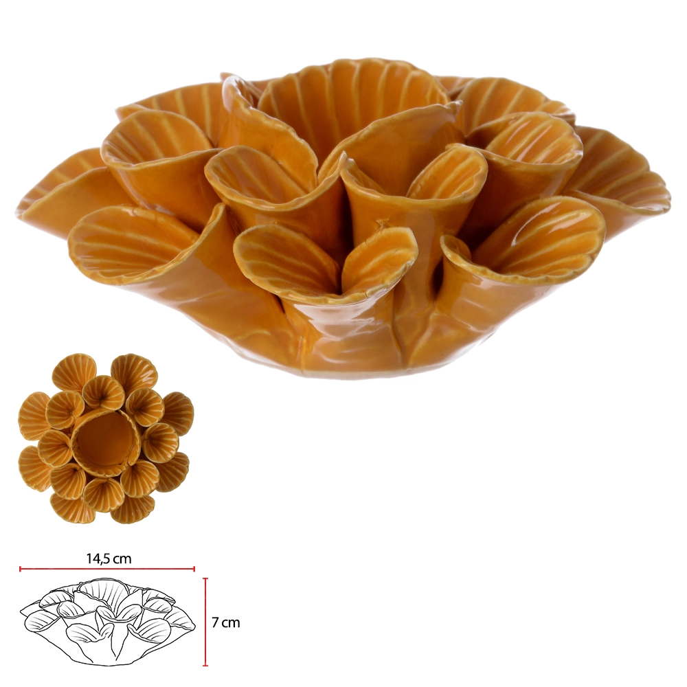 Porta Vela Ceramica Amarelo 7cm 75545002 Dea