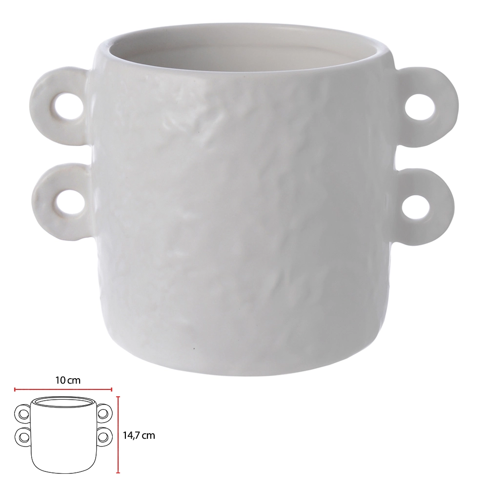 Vaso Ceramica Branco 14.7cm 75552001 Dea
