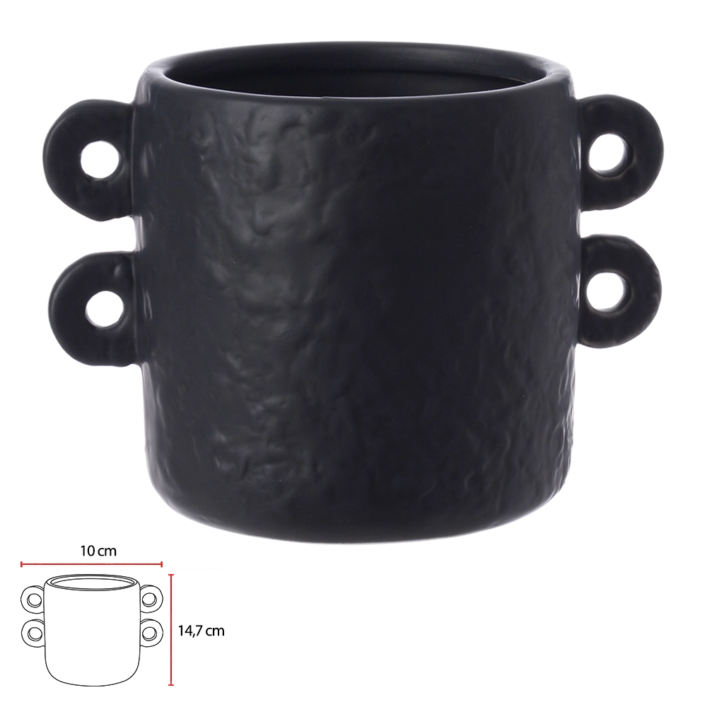 Vaso Ceramica Preto 14.7cm 75552002 Dea