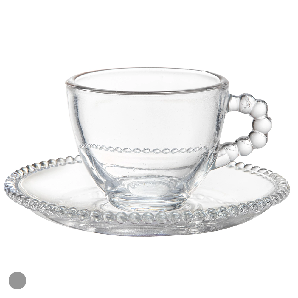Conj Cha Xicara Pires Cristal Perola Transp 230ml 8pcs 75696001 Dea