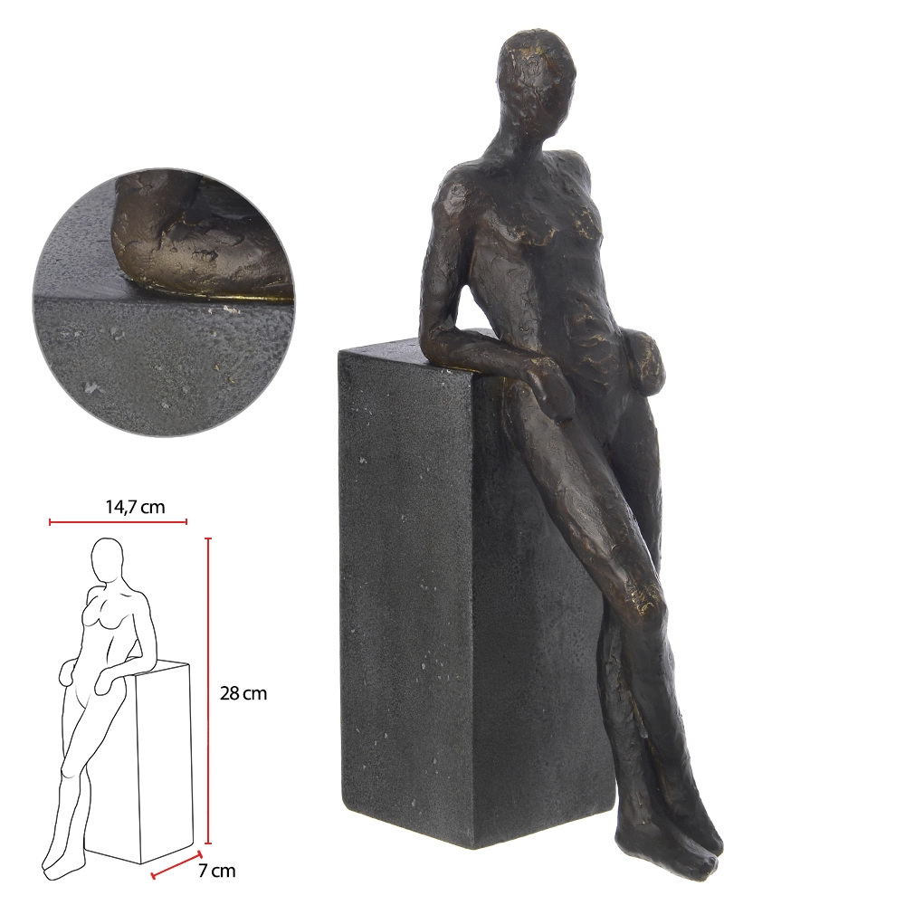 Escultura Poliresina Homem Preto 28x14.7x7cm 75841001 Dea