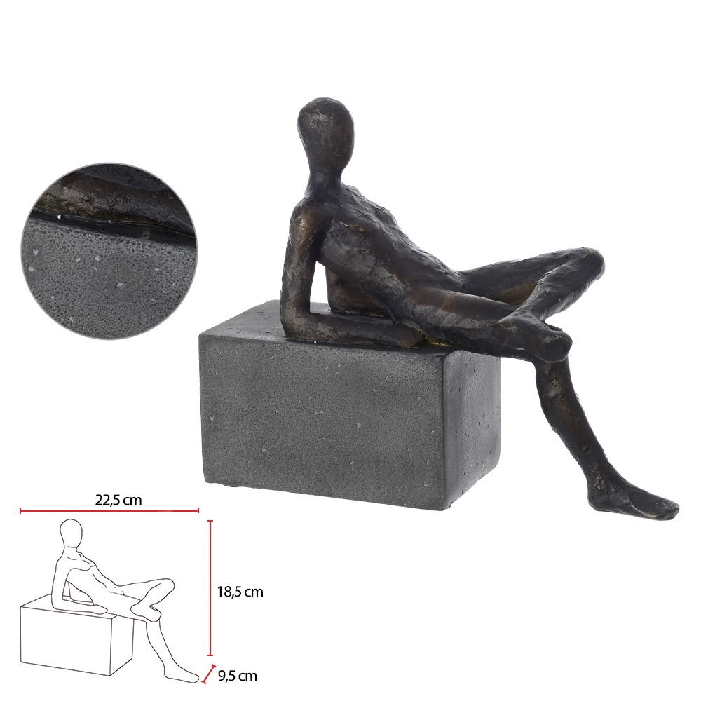 Escultura Poliresina Homem Preto 18.5x22.5x9.5cm 75855001 Dea