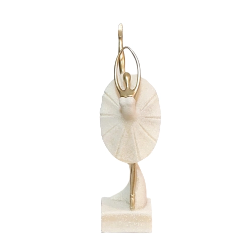 Escultura Poliresina Quartzo Bailarina Bco Dour 40x12.5x13.5cm 758590 Flor