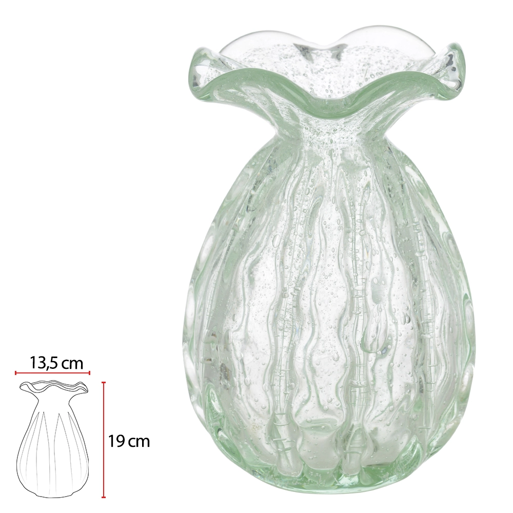 Vaso Vidro Verde 19x13.5x10cm 75911001 Dea
