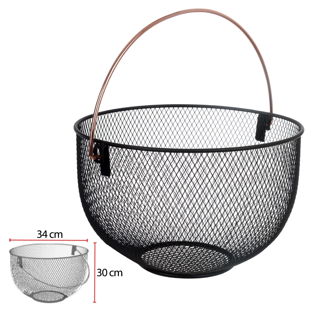 Cesta Aramada Preta Alca Rose Gold Preto 34x30cm 75929001 Dea