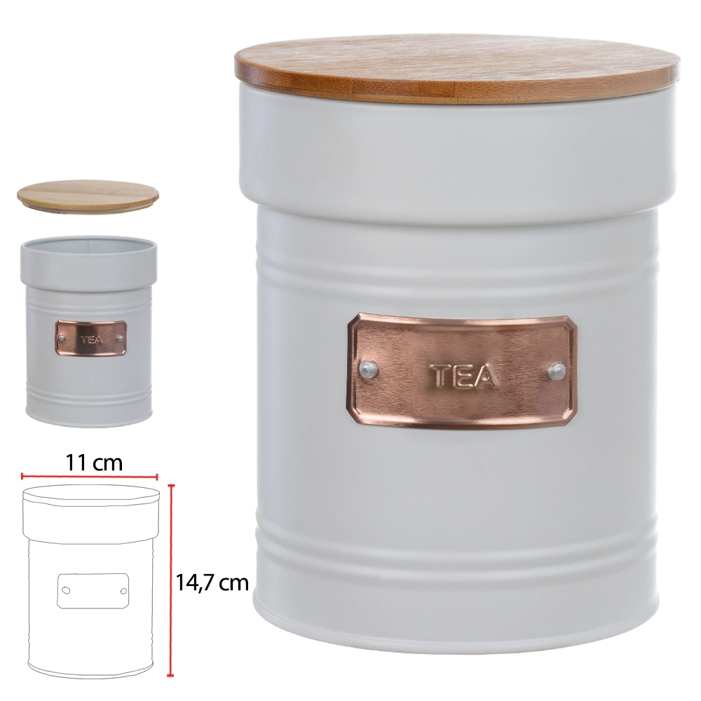 Pote Hermetico Aco 1050ml Tea Tampa Bambu Branco 75931002 Dea