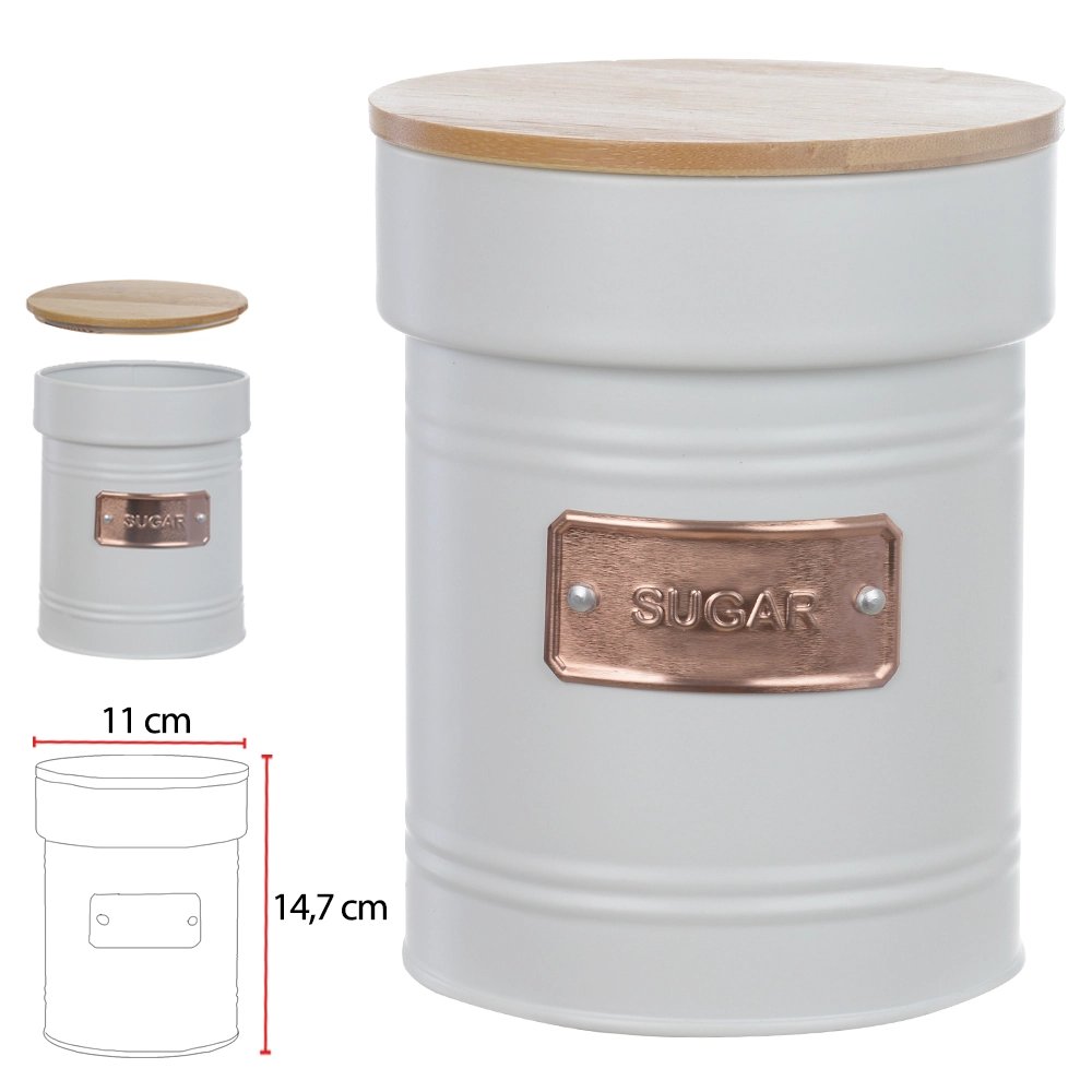 Pote Hermetico Aco 1050ml Sugar Tampa Bambu Branco 75933002 Dea