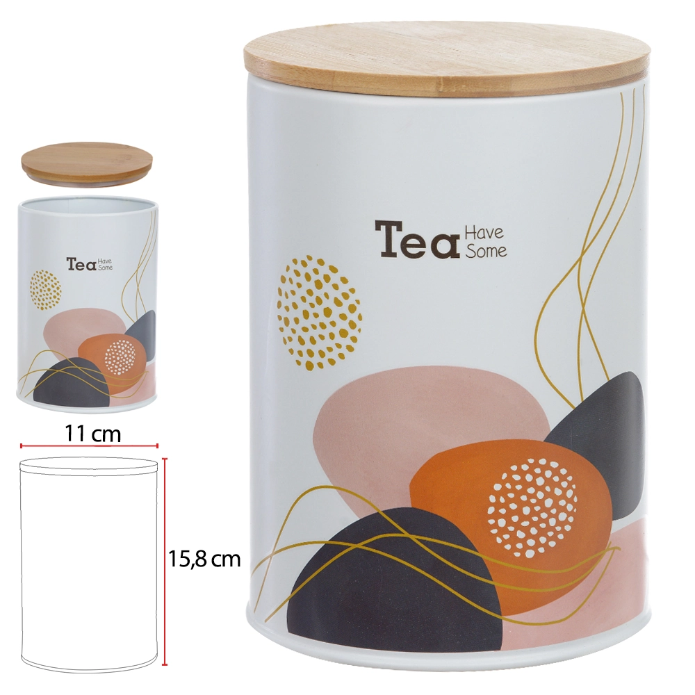 Pote Herm Aco 1290ml Tea Geom Tampa Bambu Branco 75937001 Dea