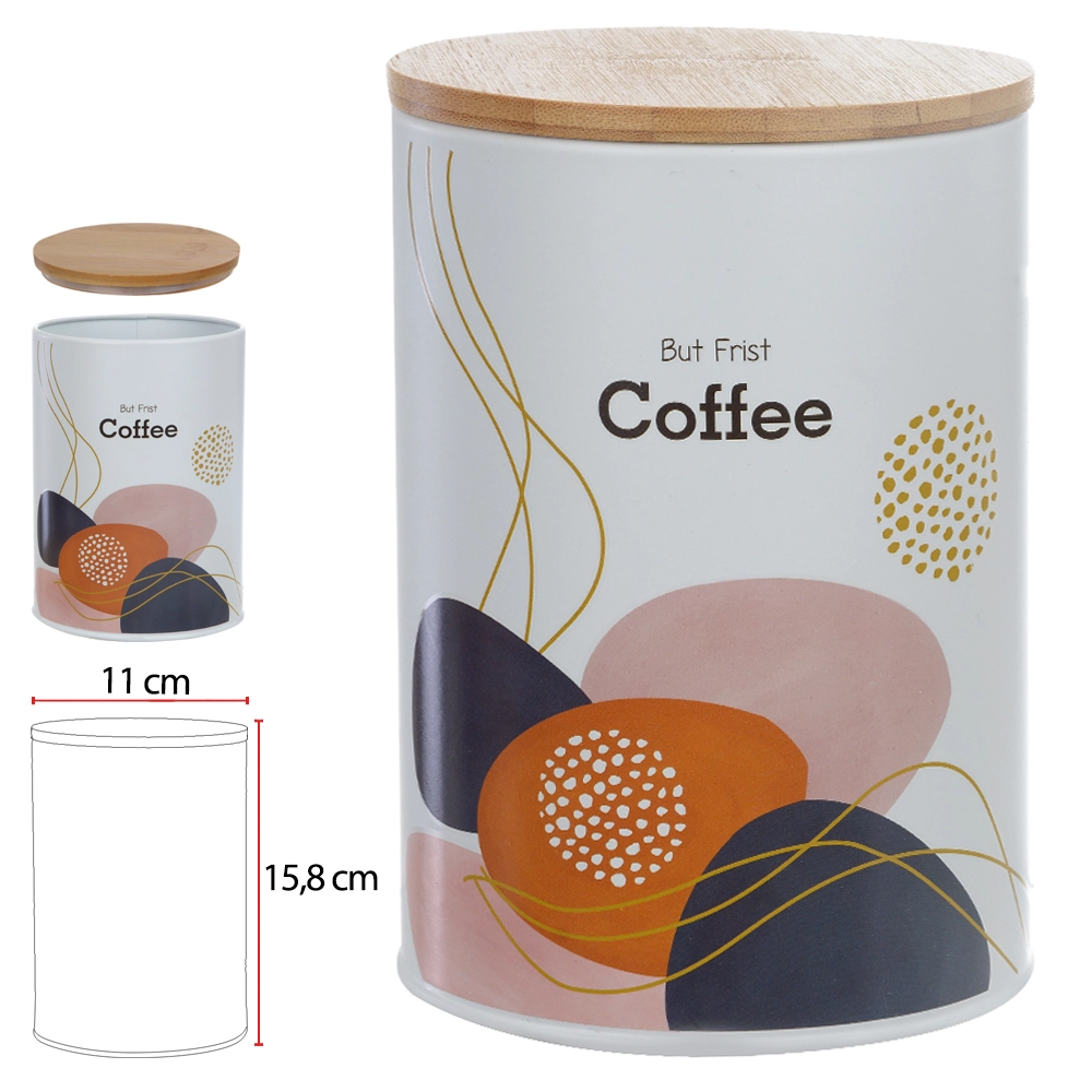 Pote Herm Aco 1290ml Coffee Geom Tampa Bambu Branco 75940001 Dea