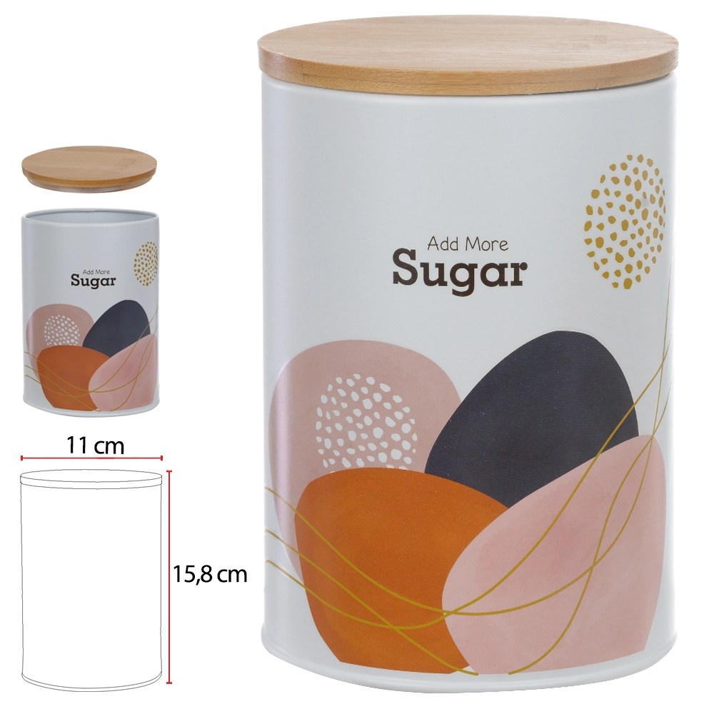 Pote Herm Aco 1290ml Sugar Geom Tampa Bambu Branco 75942001 Dea