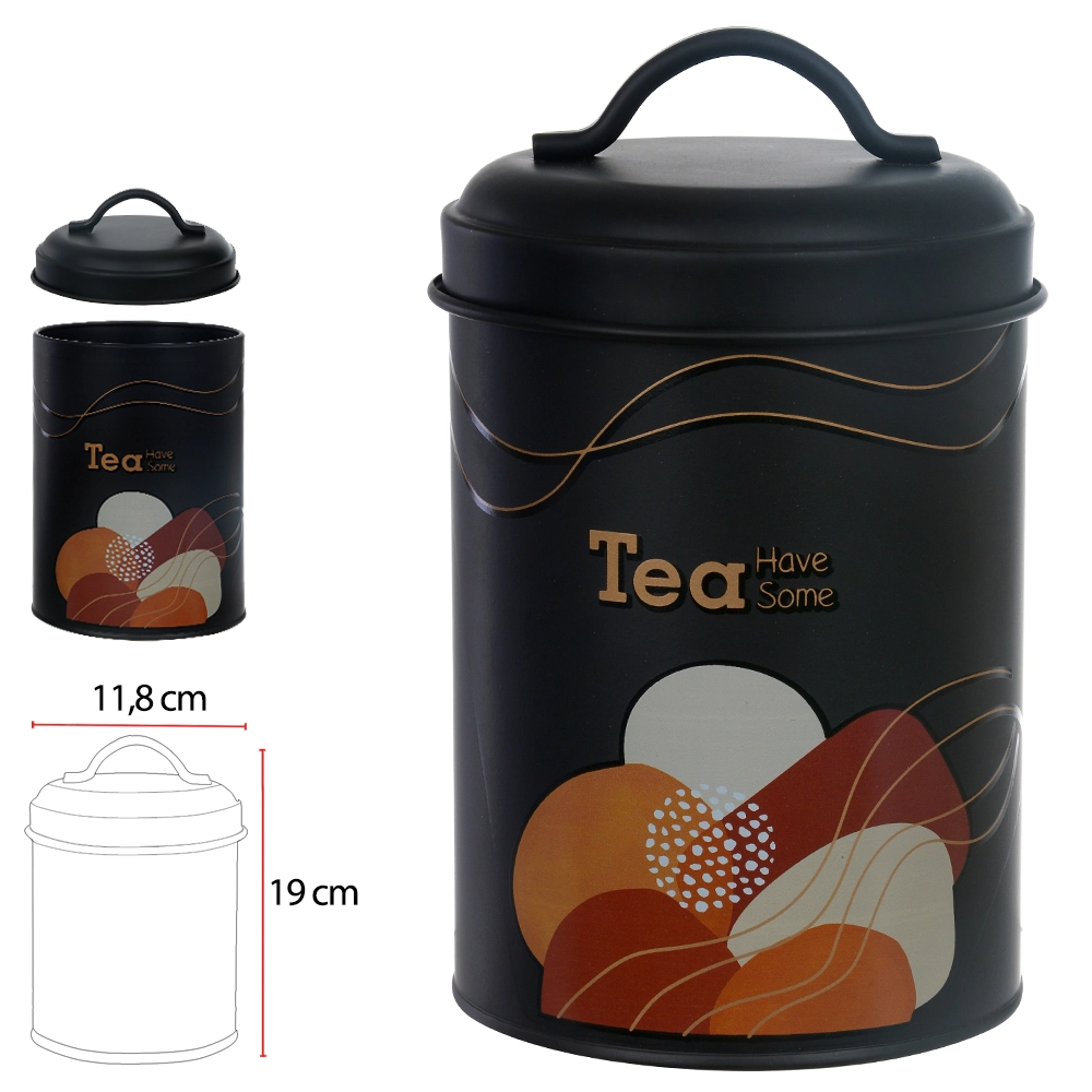 Pote Mant Aco 1315ml Tea Geometrico Tampa Preta 75952001 Dea