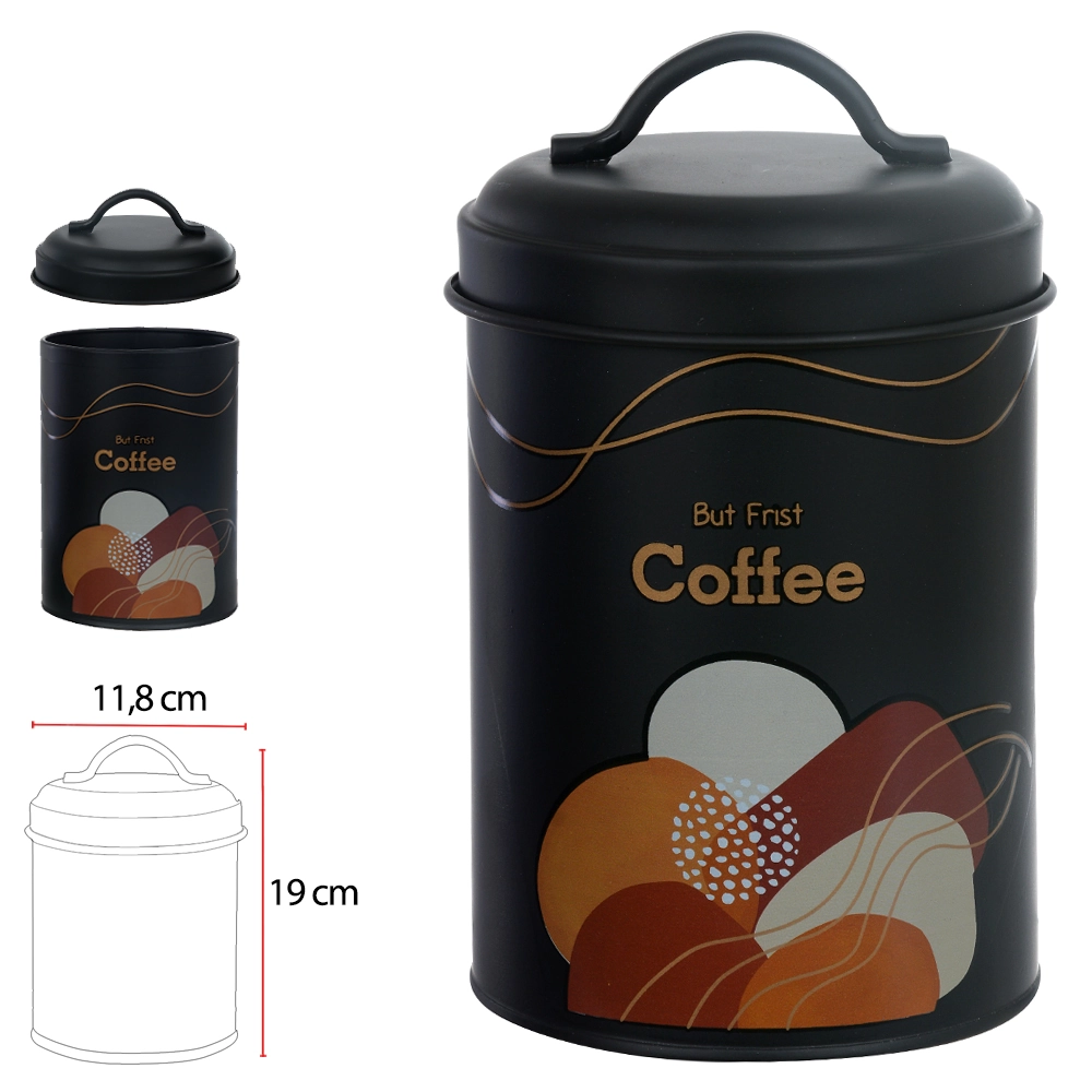 Pote Mant Aco 1315ml Coffee Geometrico Tampa Preta 75953001 Dea