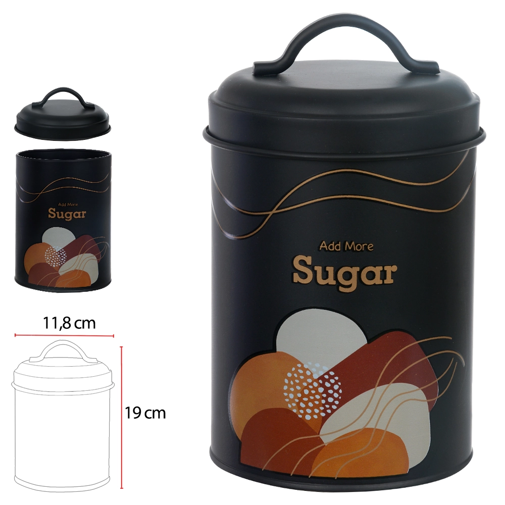 Pote Mant Aco 1315ml Sugar Geometrico Tampa Preta 75954001 Dea