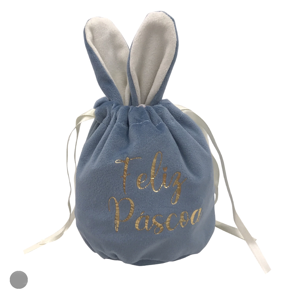 Embalagem Coelho Pascoa Tecido Orelha Azul 16x13cm 75984002 Dea