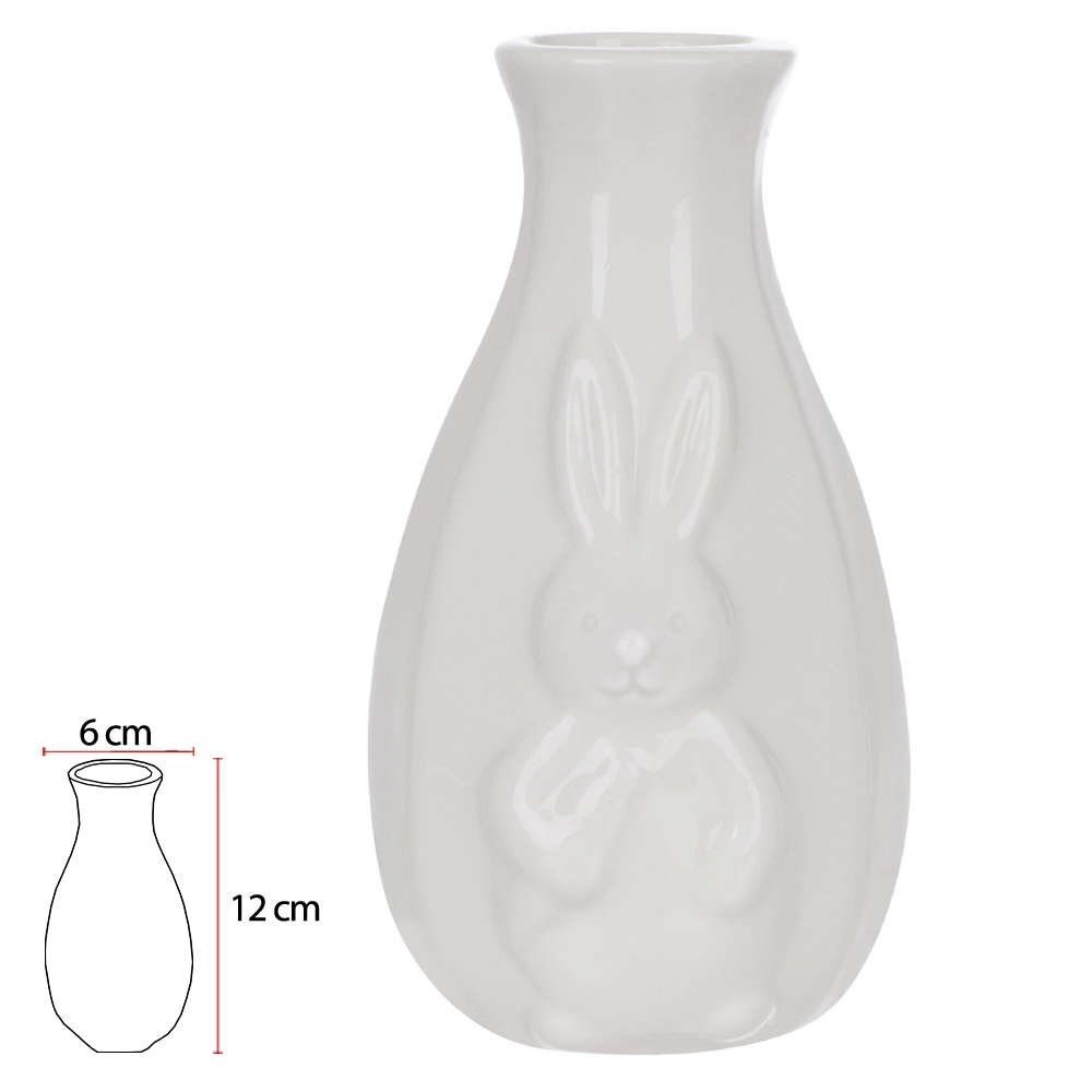 Vaso Ceramica Coelho 12x6x6cm Bco 75990001 Flor Arte