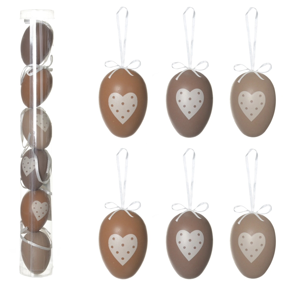 Enfeite Ovo Plastico Chocolate 6un 6cm 76118001 Dea