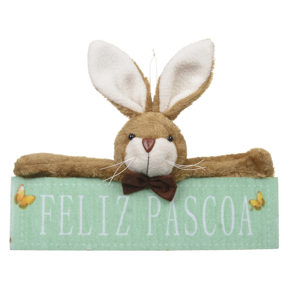 Boneco Coelho Macho Placa Pendurar Verde 30x25cm 76147001 Dea