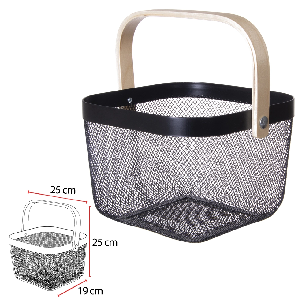 Cesta Aramada Metal Alca Maira Preto 19x25x25cm 76493001 Dea