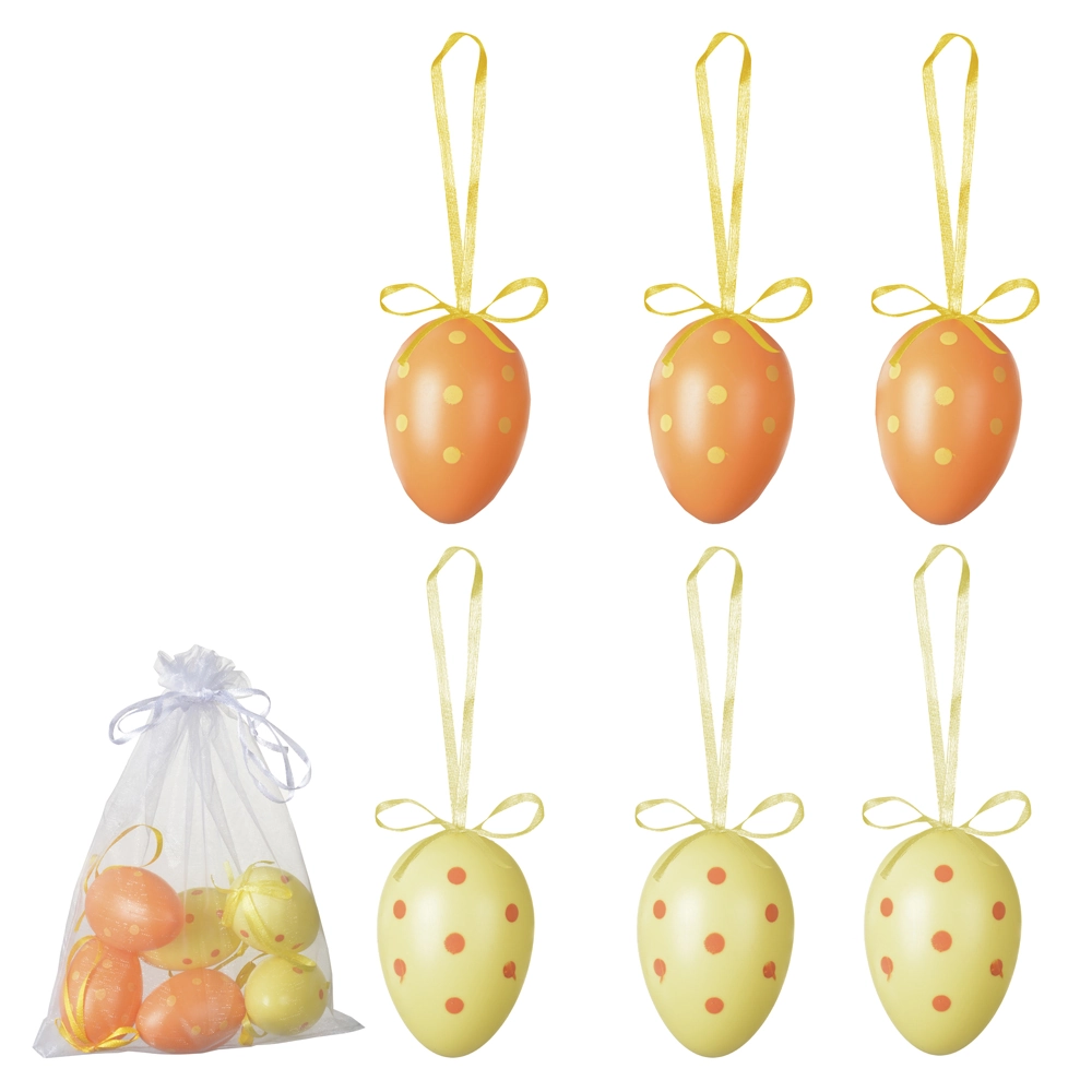 Enfeite Pascoa Ovo Plt Saco Voal Amarelo Laranja 6cm 6un 76509002 Dea