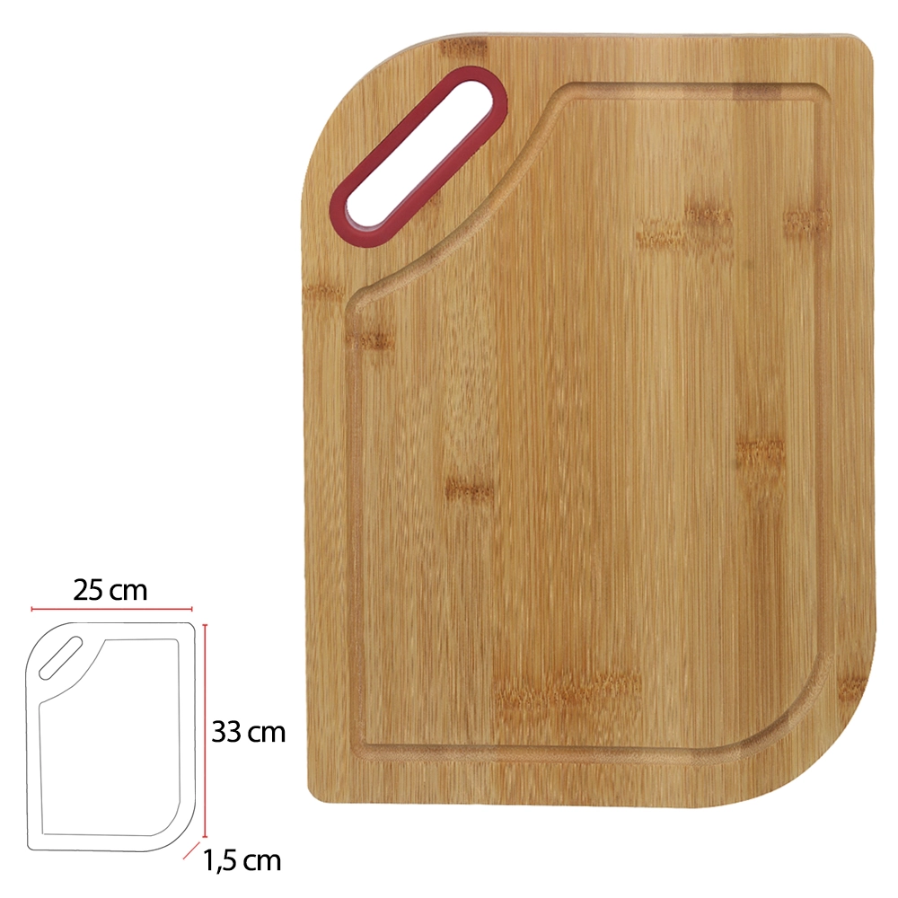 Tabua Corte Bambu Ret Silicone Vermelho 33x25x1.5cm 76597001 Dea
