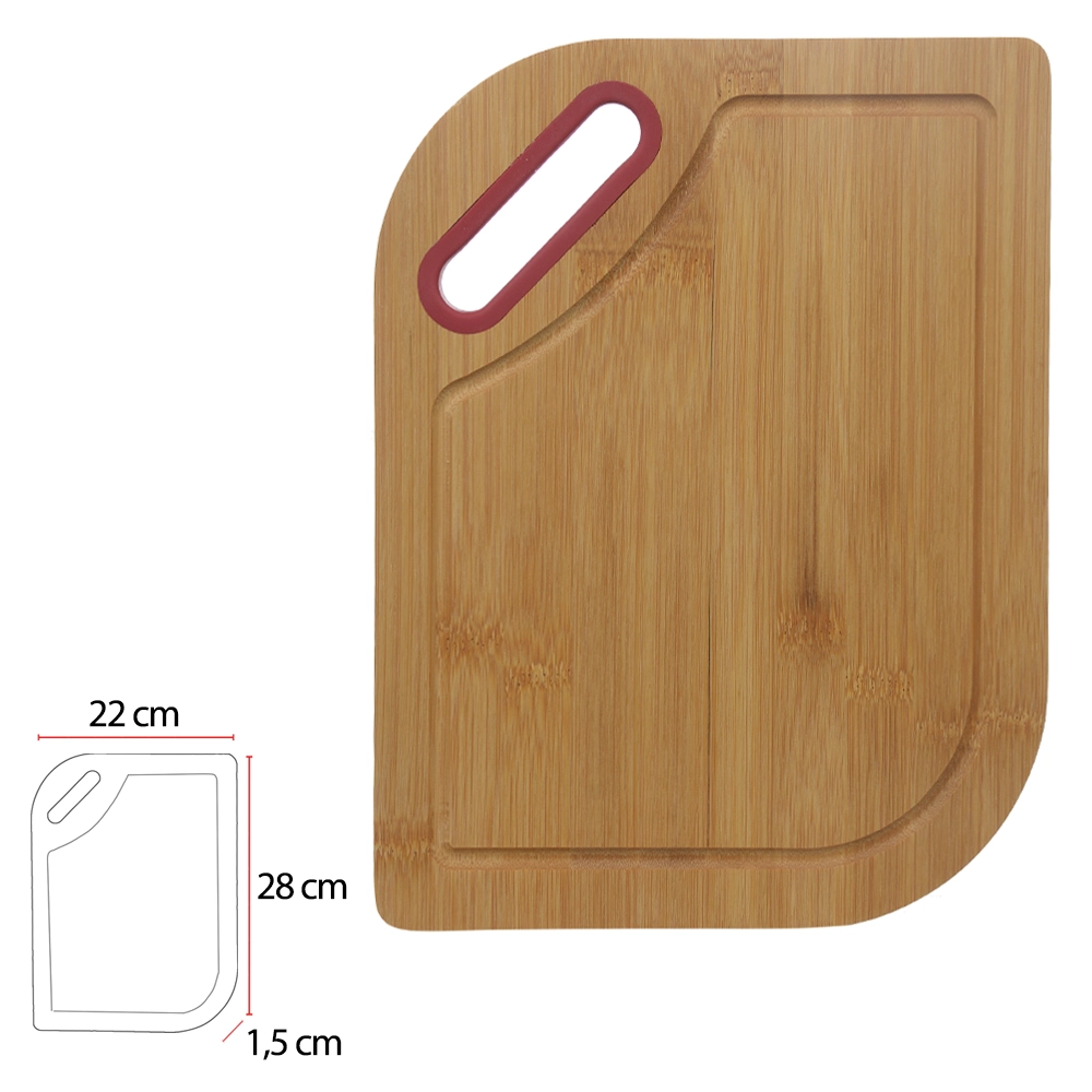 Tabua Corte Bambu Ret Silicone Vermelho 28x22x1.5cm 76598001 Dea
