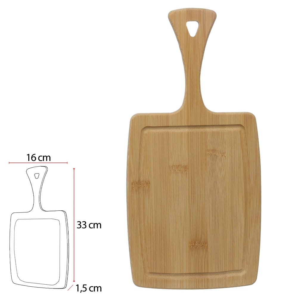 Tabua Corte Bambu 33x16x1,5cm Rt C/cabo Bege 76614001 Dea