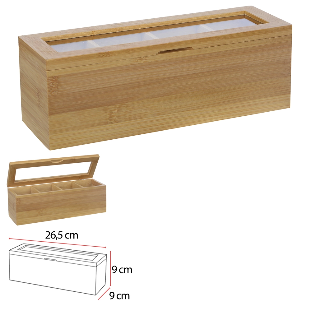 Porta Cha Bambu Ret Bege 26.5x9x9cm 76643001 Dea